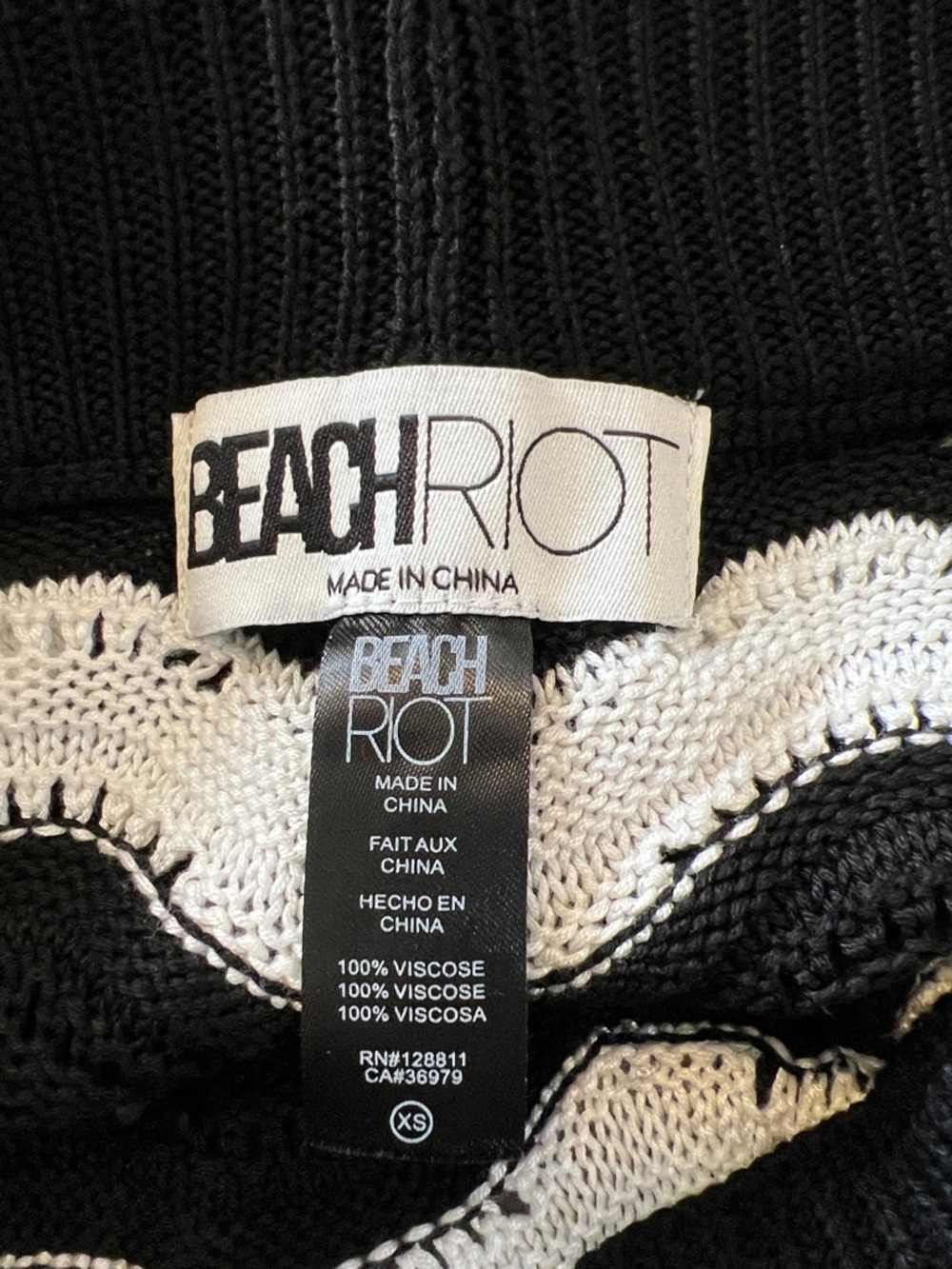 Beach Riot Black & White High-Rise Scallop Knit Shorts - Picture 2 of 5